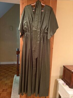Baltic Born Olive Green Maxi Dress with Tie Neck